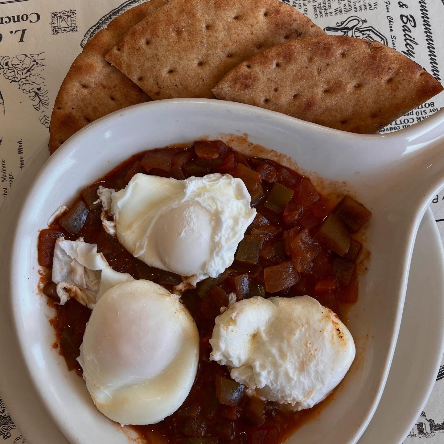 Bubbe's Shakshuka in cast iron skillet